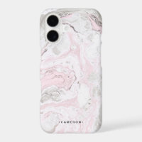 Pink And Grey Faux Marble Modern Personalized