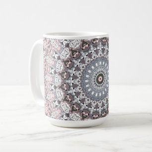 Pink and Grey Feminine Medallion Pattern Coffee Mug
