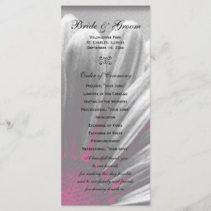 Pink and Grey Floral Highlights Wedding Program