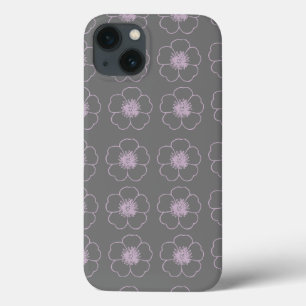pink and grey floral iphone 13 case