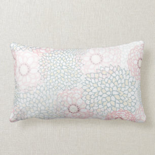 Pink and Grey Flower Burst Design Lumbar Pillow