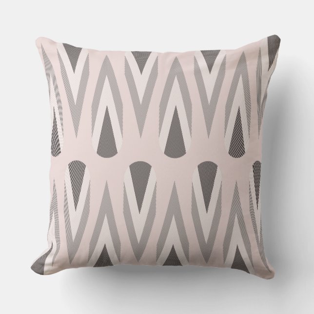 pink and Grey Geometric Throw Pillow (Front)