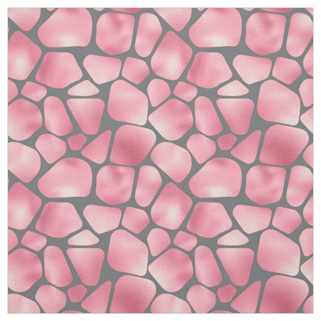 Pink and Grey Giraffe Print Fabric (Swatch)