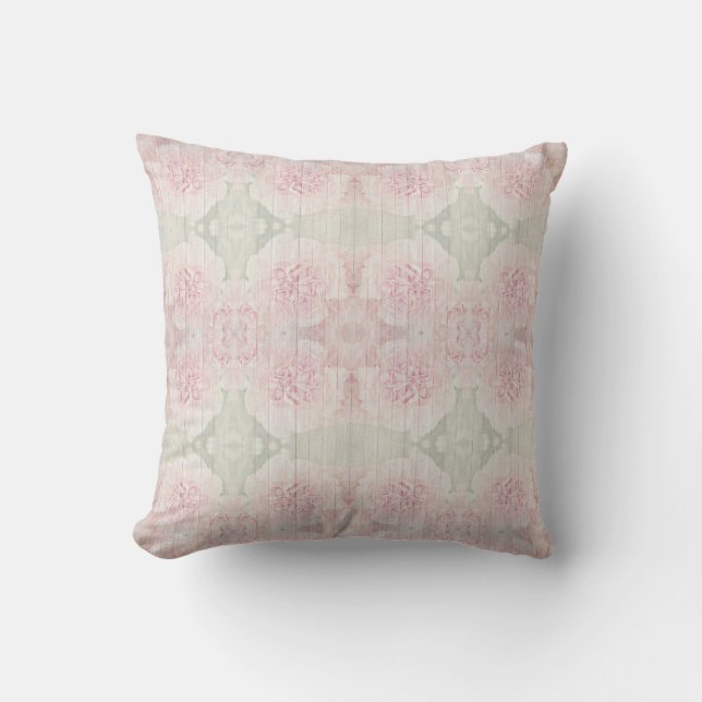 Pink and grey grey Country chic design Outdoor Pillow (Front)