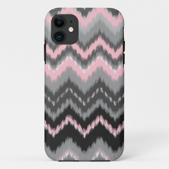 Pink and Grey Ikat Chevron Case-Mate iPhone Case (Back)