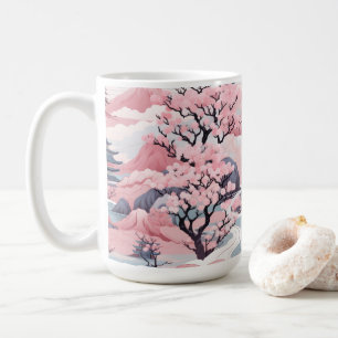 Pink and Grey Japanese Scenery Mug