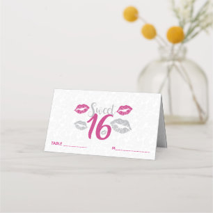 Pink And Grey Lips Place Card