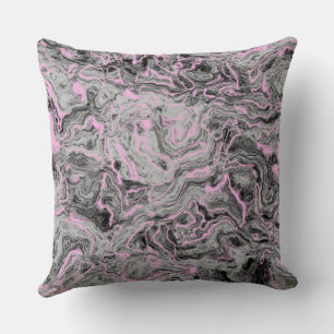 Pink and grey Marble abstract Throw Pillow