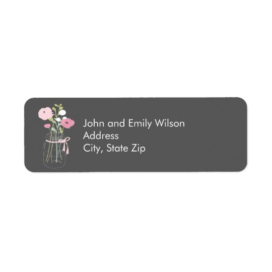 Pink and Grey Mason Jar Return Address Labels