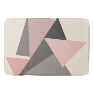Pink and Grey Mid-century Modern Geometric Bath Mat