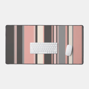 Pink and Grey Mid-century Modern Stripes Desk Mat