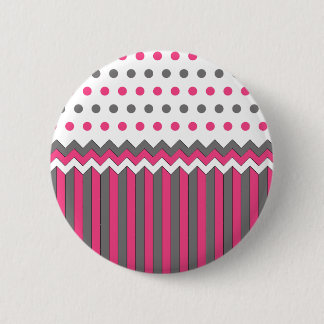 Pink and Grey Pattern 2 Inch Round Button