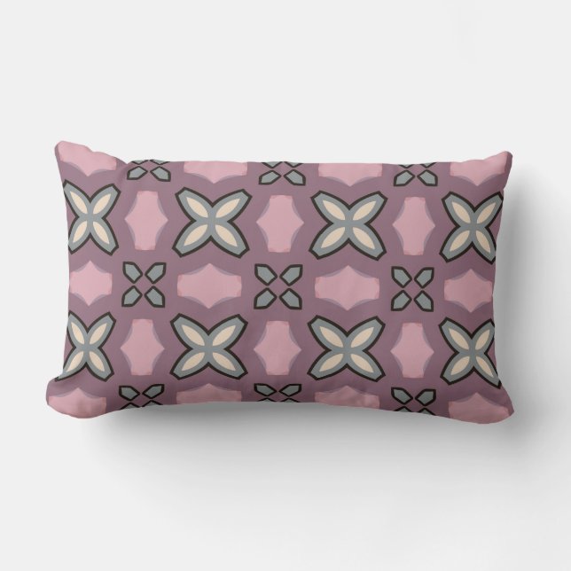Pink and Grey Pattern Design Throw Pillow (Front)