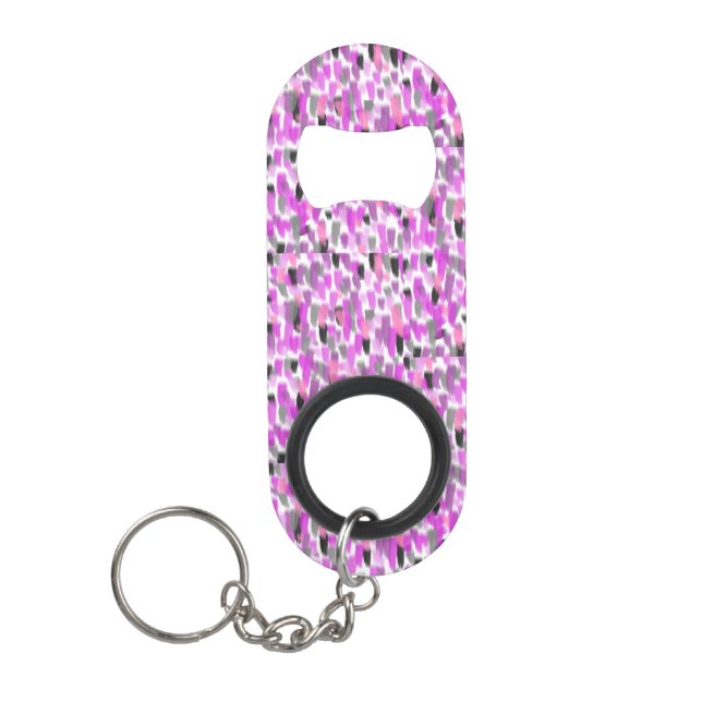 Pink and Grey Personalized Customized Keychain Bottle Opener (Front)
