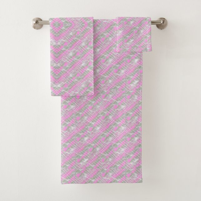 Pink and grey plaid pattern  throw pillow (En situation)