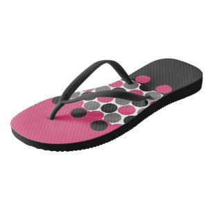 Pink and Grey Polika Dot Flip Flops