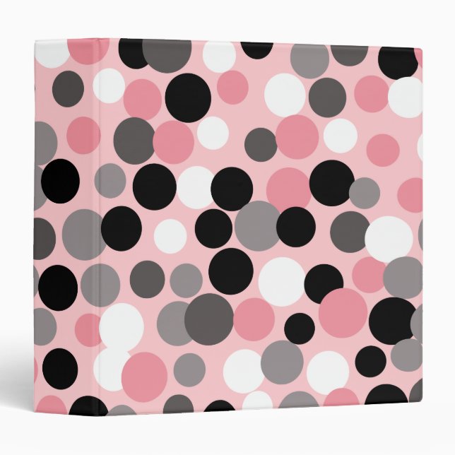 Pink and Grey Polka Dot  Binder (Front/Spine)
