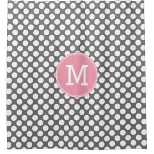 Pink and Grey Polka Dots with Preppy Monogram