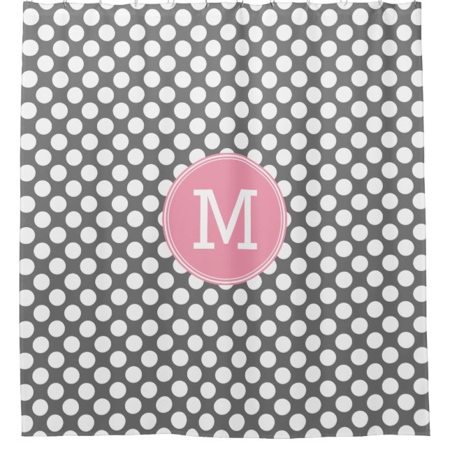 Pink and Grey Polka Dots with Preppy Monogram (Front)