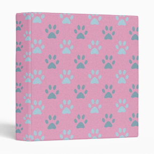 Pink and grey puppy paws print binder