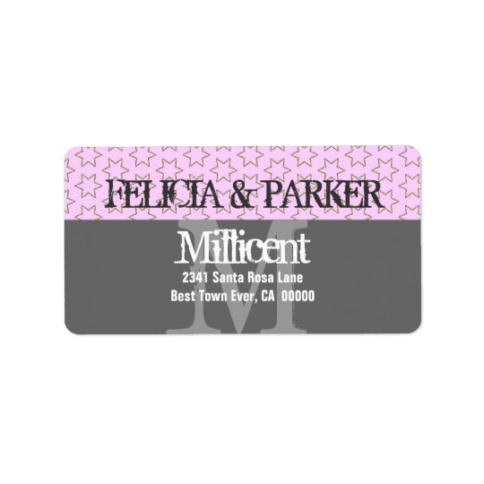 Pink and Grey Stars Wedding Monogram E257