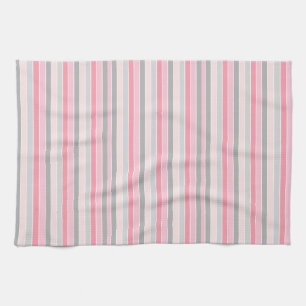 Pink and Grey Striped Kitchen Towel