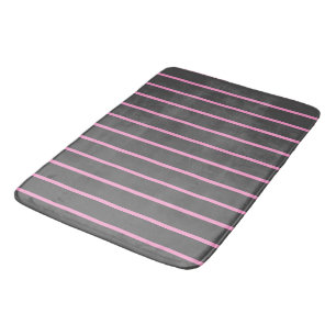 Pink and Grey Stripes Bath Mat