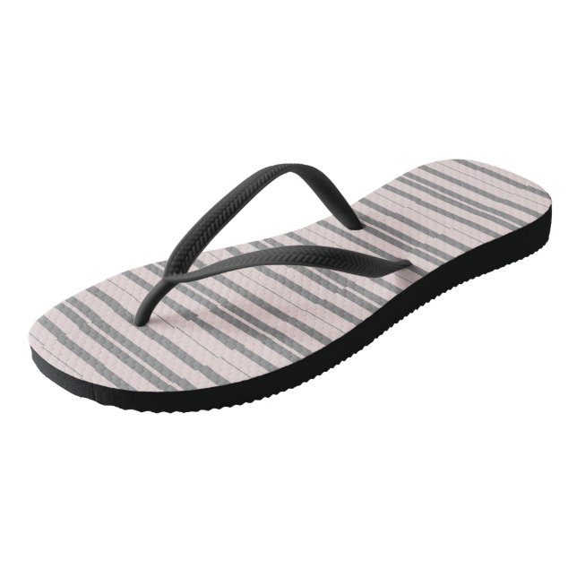 pink and grey stripes flip flops (Angled)