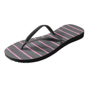 Pink and Grey Stripes Flip Flops