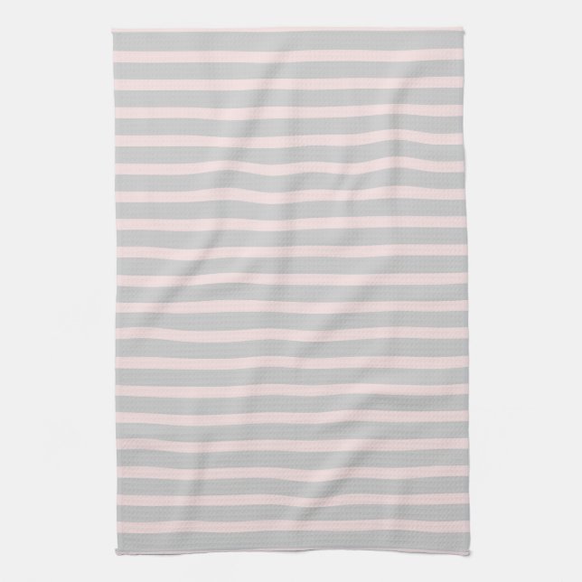 Pink and Grey Stripes Kitchen Towel (Vertical)