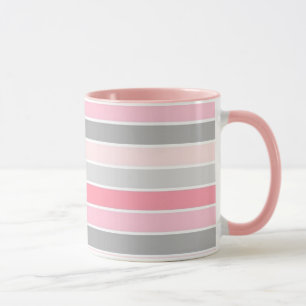 Pink and Grey Stripes Mug