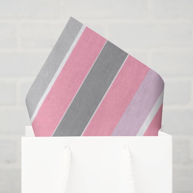 Pink and Grey Stripes Tissue Paper (Gift Bag)