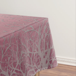 pink and grey tablecloth
