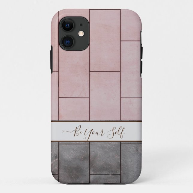 Pink and grey tiles monogram iPhone cases. Case-Ma Case-Mate iPhone Case (Back)