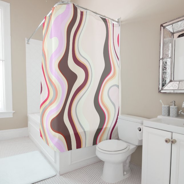 Pink and Grey Wavy Stripes (In Situ)