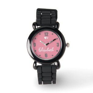 Pink and grey with hearts and name watch