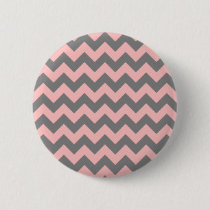 Pink and Grey Zigzag 2 Inch Round Button