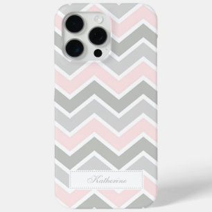 Pink and Grey Zigzag Chevron Pattern iPhone 15 Pro Max Case