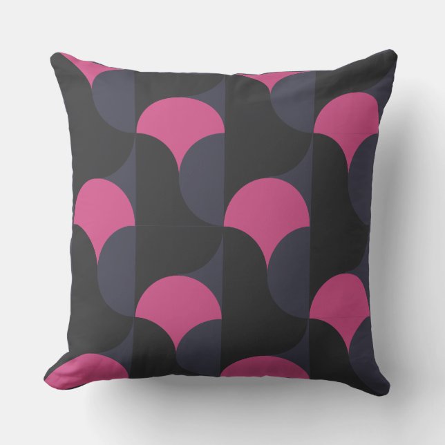 Pink and Gun Powder Grey   Throw Pillow (Front)