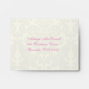 Pink and Ivory Damask A2 Envelope for RSVP Card