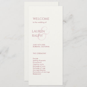 Pink and Ivory Monogram Welcome Wedding Program