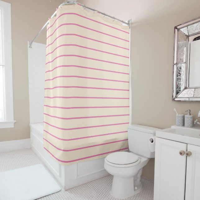 Pink and Ivory Stripes Geometric Pattern (In Situ)