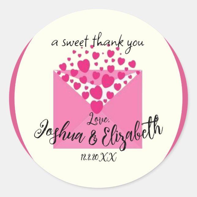 Pink and Ivory Wedding Party Favour Label (Front)
