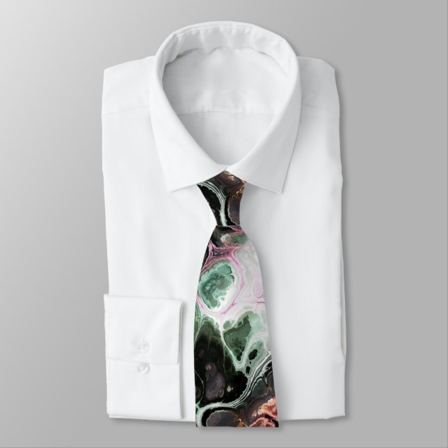 Pink and jade green marble tie-dye tie (Tied)