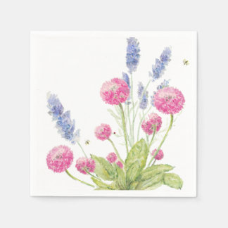 Pink and Lavender Flowers Cocktail Napkins