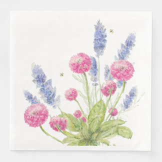 Pink and Lavender Flowers Dinner Napkins