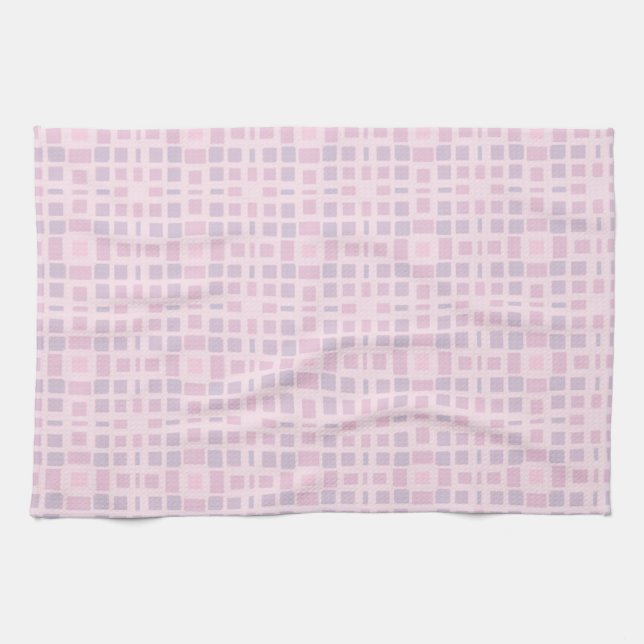 Pink and Lavender Mosaic Pattern Kitchen Towel (Horizontal)
