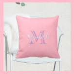 Pink and Lavender Multi Color Monogram Name   Throw Pillow<br><div class="desc">This beautiful and sophisticated design features unique multi-color lettering for the Monogram and First name.  The colors are soft and gentle like a flower.     Any design questions or special requests,  just email: charmdesignstudio@rcn.com and we'll be happy to assist.</div>