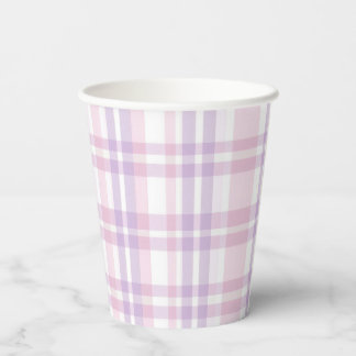 Pink and Lavender Plaid Garden Party Paper Cups
