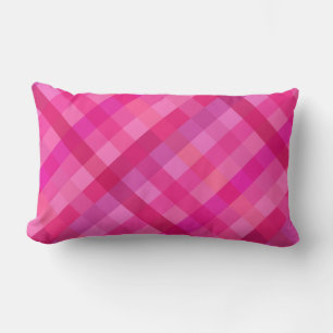 Pink and lavender plaid lumbar pillow